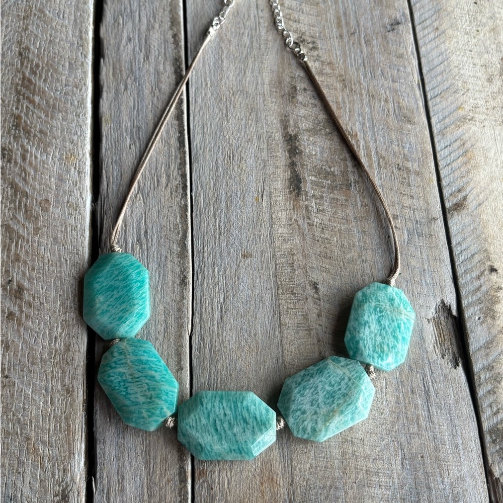Genuine Amazonite Statement Necklace